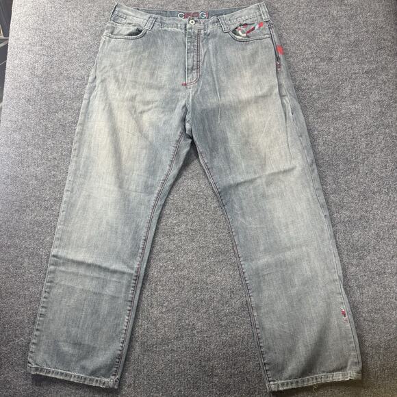 Vintages Y2K COOGI Big Embroidered Denim Jeans Baggy Hip Hop Wash Denim Sz 38x34 - Picture 5 of 9